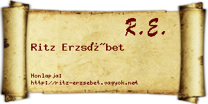 Ritz Erzsébet névjegykártya